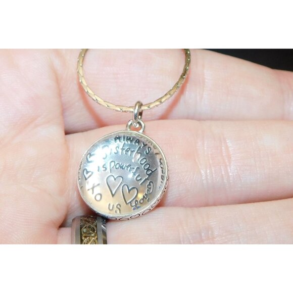 Always Sisters Always Friends Domed Silver Tone Pendant Necklace - Picture 3 of 4